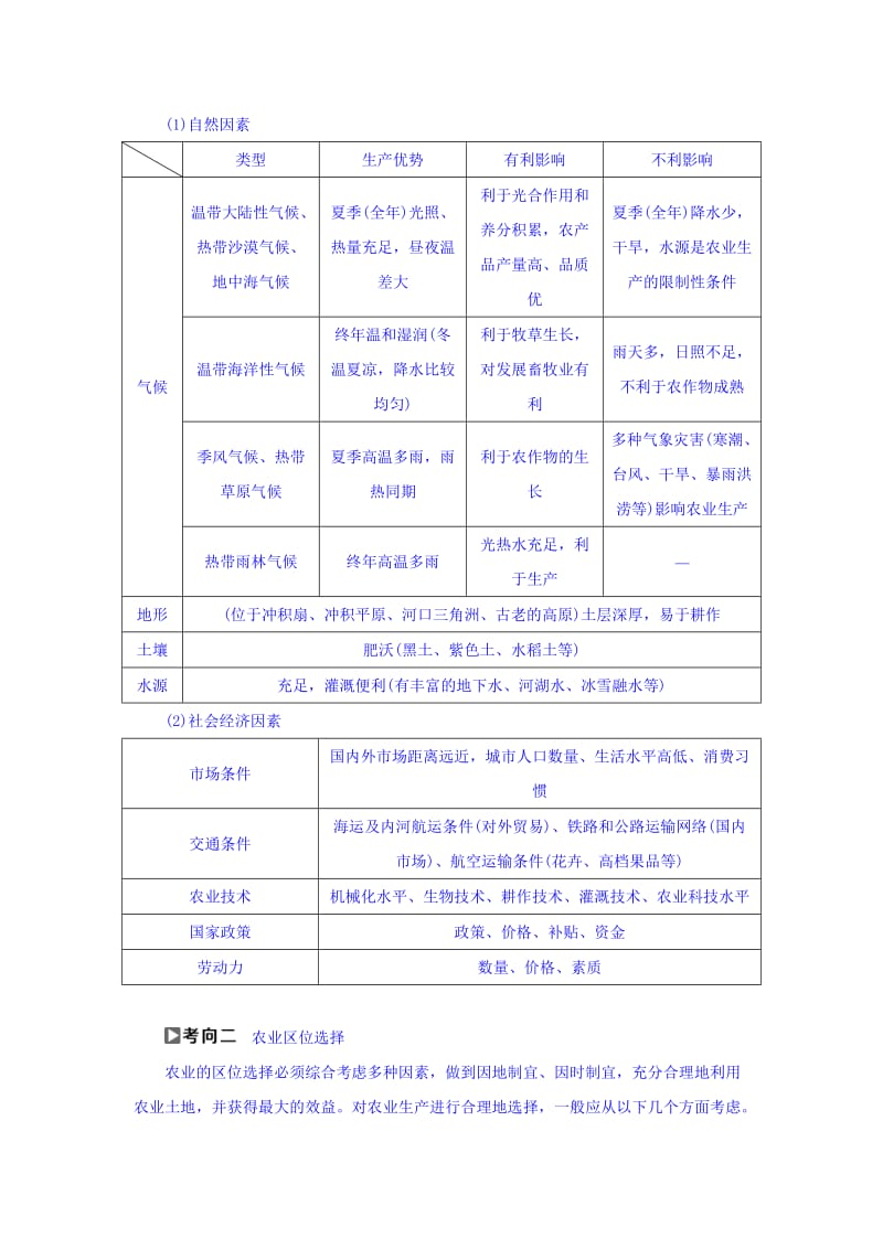 【最新】高考地理大一轮复习文档：第八章　农业地域的形成与发展 第18讲 农业的区位选择 Word版含答案.doc_第3页