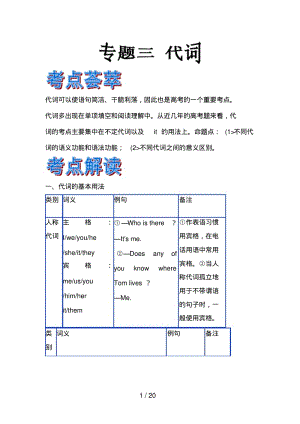 高考英语语法精品教案：专题3代词.pdf