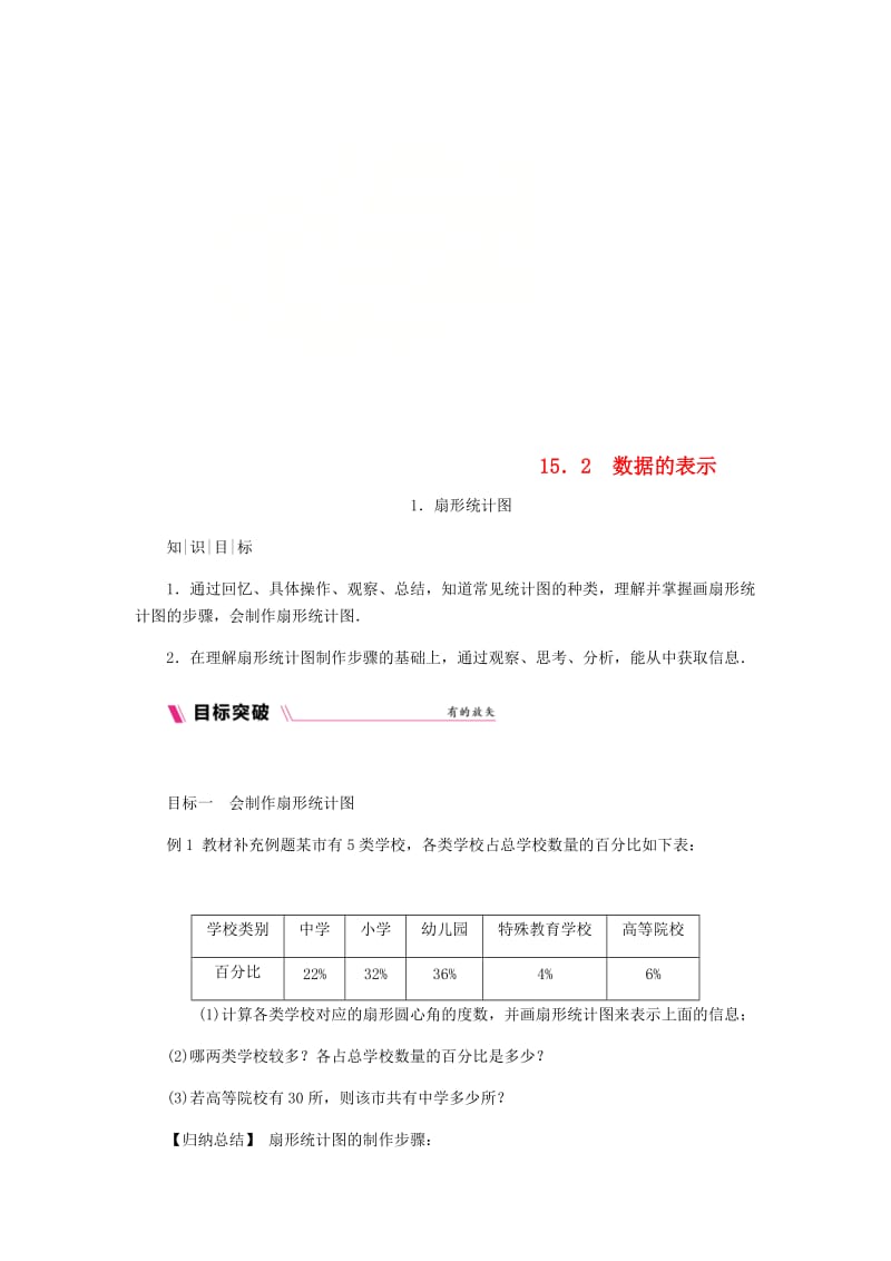 八年级数学上册第15章数据的收集与表示15.2数据的表示1扇形统计图练习新版华东师大版.doc_第1页