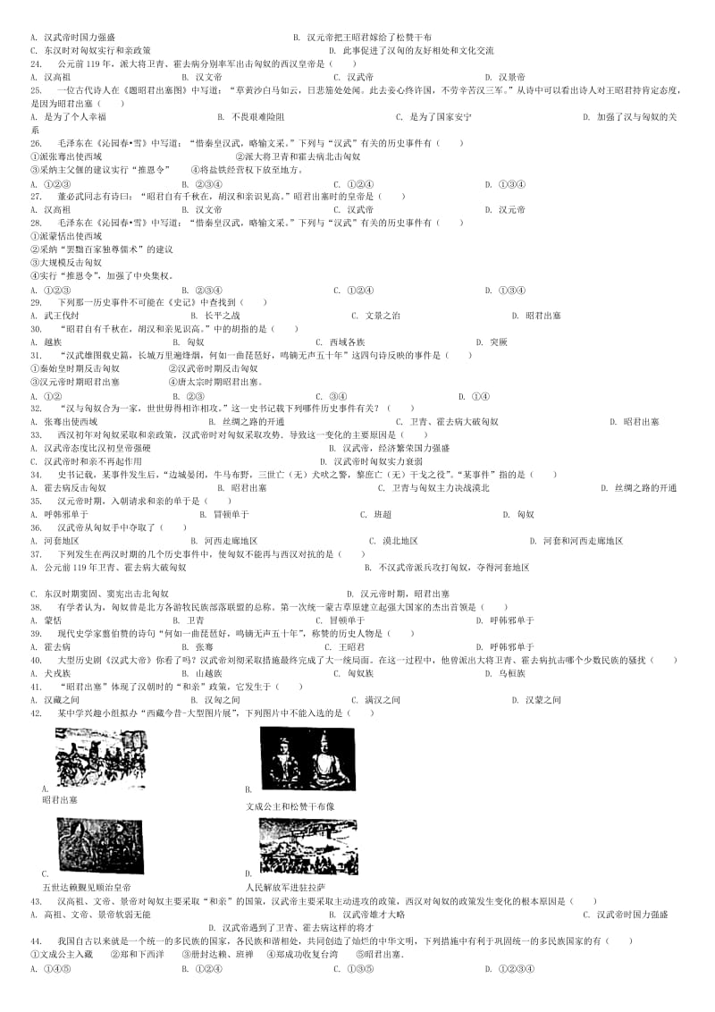 [精品]全国通用中考历史专项练习匈奴的兴起与汉朝的和战含解析.doc_第2页