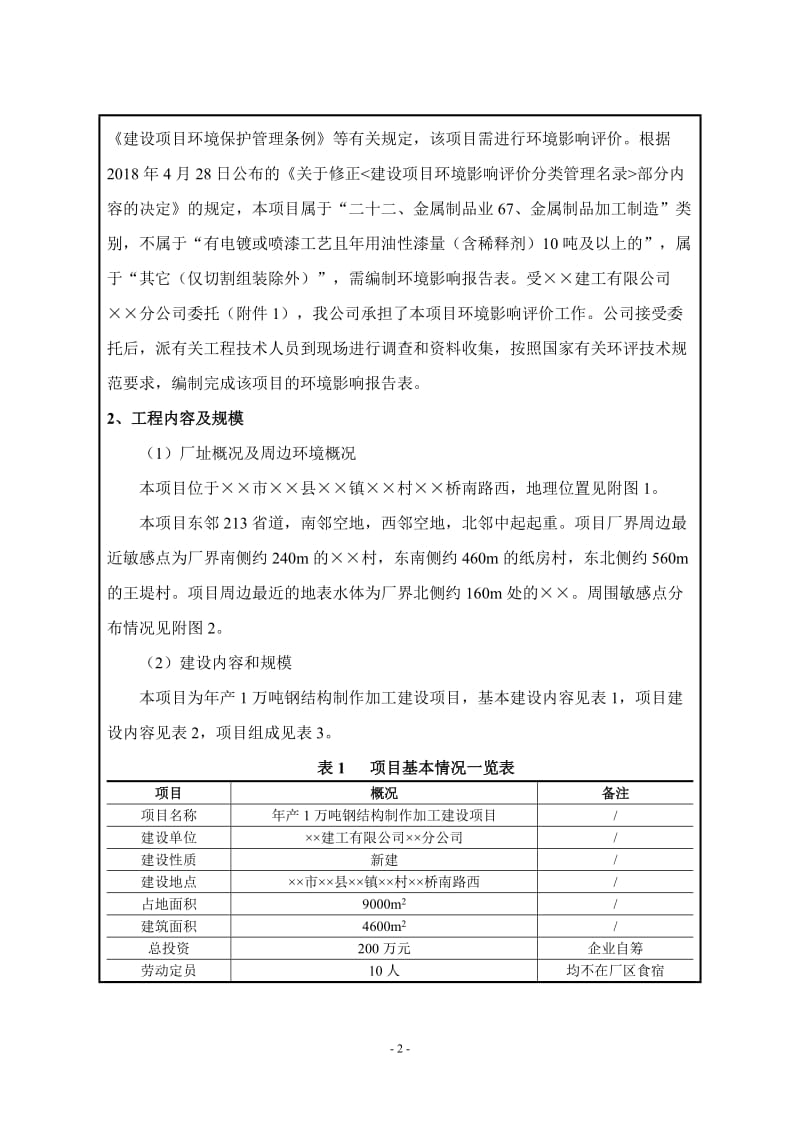 年产1万吨钢结构制作加工建设项目环境影响报告表.doc_第2页