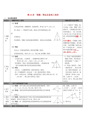 【冀教版】中考数学：知识清单梳理 第16讲 等腰、等边及直角三角形.doc