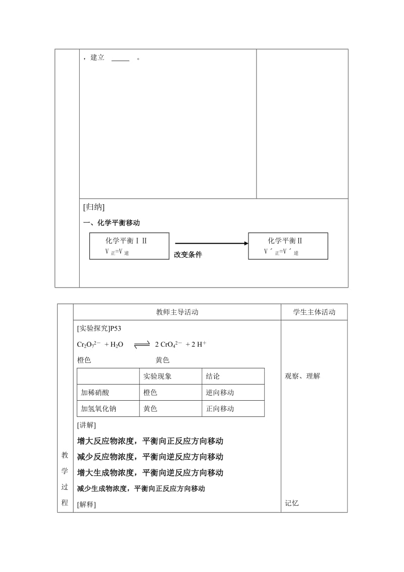 精品苏教版高中化学选修四2.3《浓度变化对平衡浓度的影响》参考教案.doc_第2页