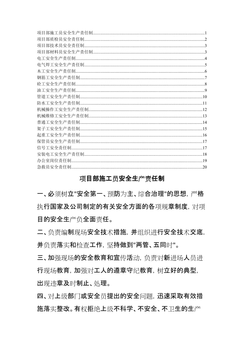 项目班组长及作业人员安全生产责任制 (2).doc_第1页