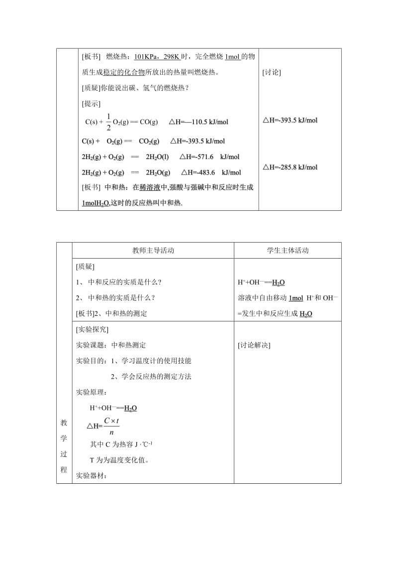 精品苏教版高中化学选修四1.1《反应热的种类和测量》参考教案.doc_第2页