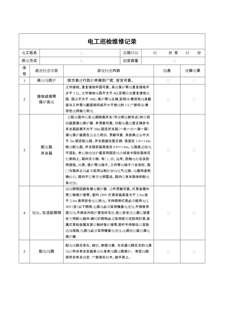 电工巡检维修记录.doc_第1页