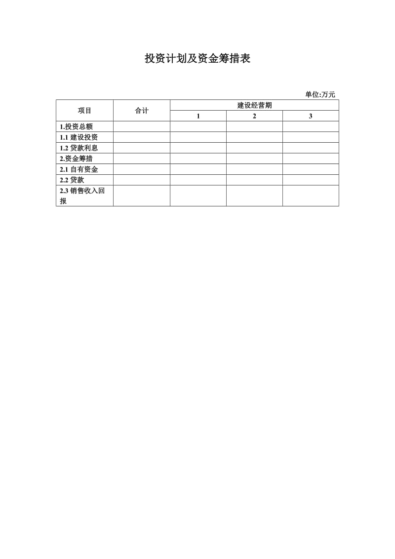 投资计划及资金筹措表.doc_第1页