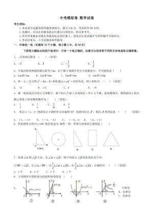 中考模拟卷 数学试卷(含答案).doc