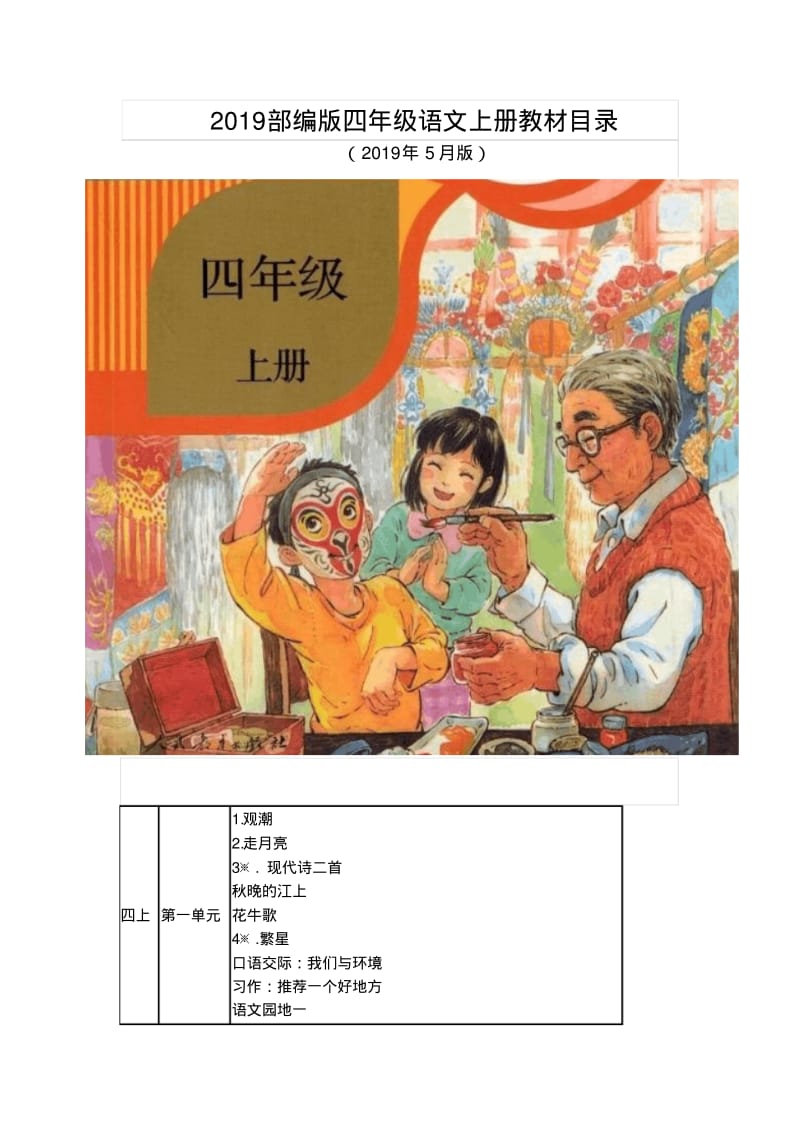 部编版(统编版)四年级语文上下教材课文目录-精选.pdf_第1页