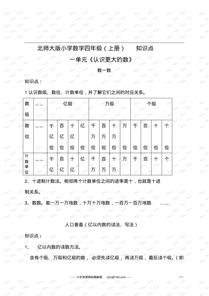 北师大版小学数学四年级(上册)知识点.pdf_第1页