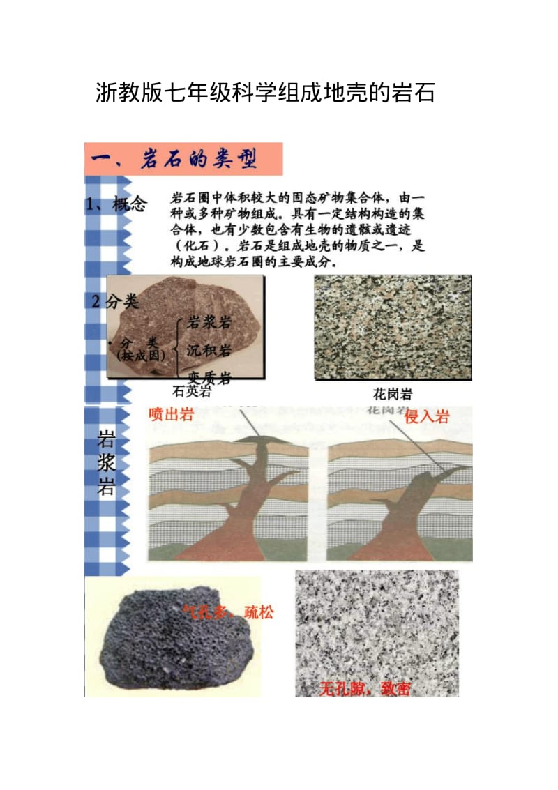 浙教版七年级科学组成地壳的岩石.pdf_第1页