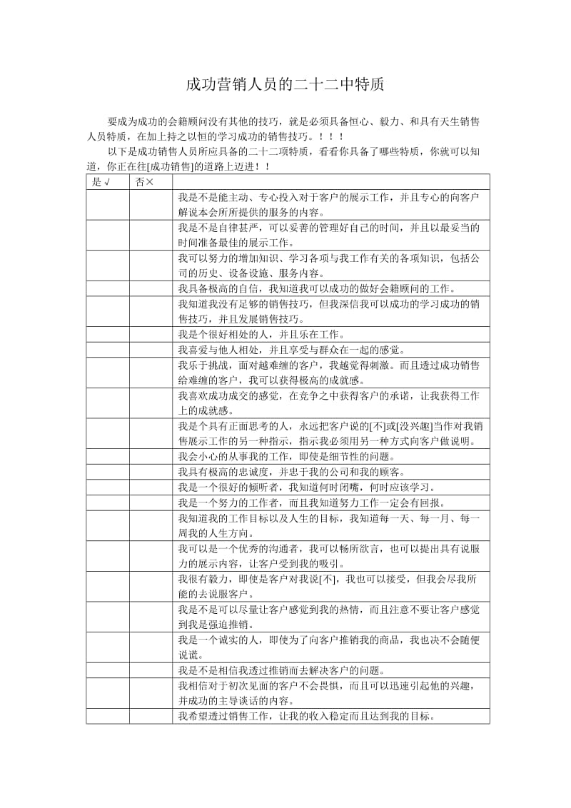 成功营销人员的二十二中特质[1].doc_第1页