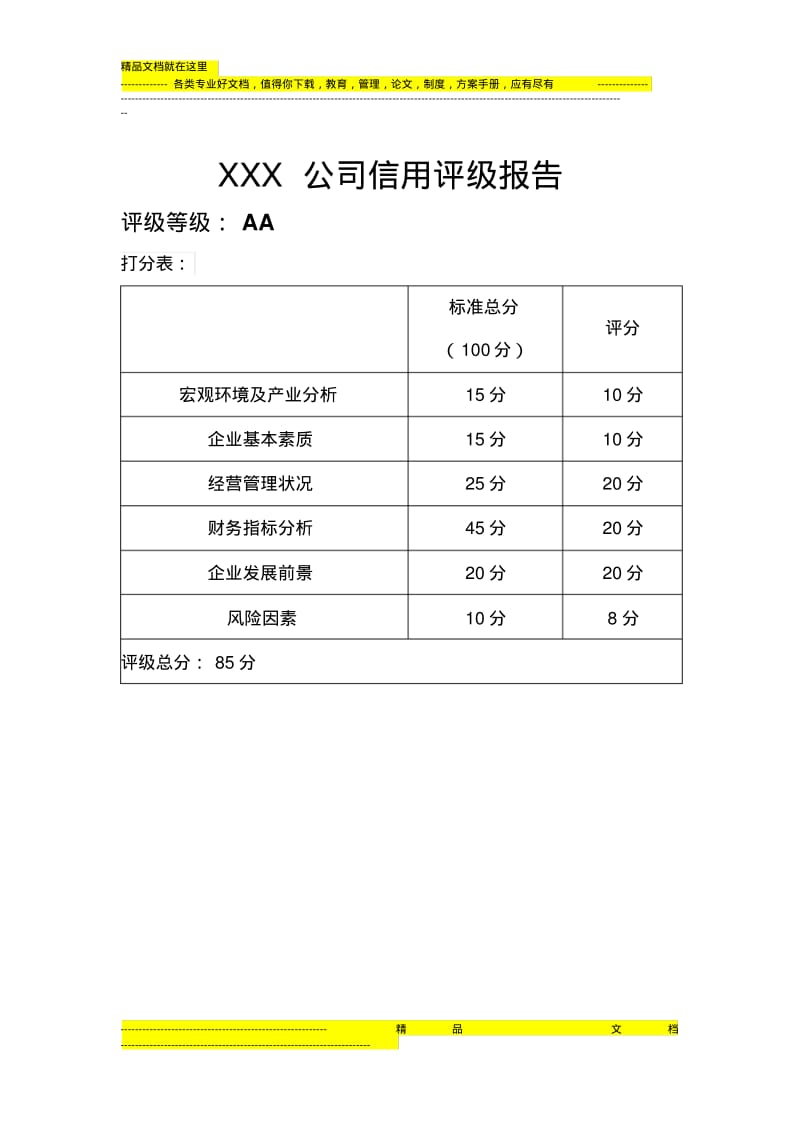 XXX公司信用评级报告.pdf_第1页