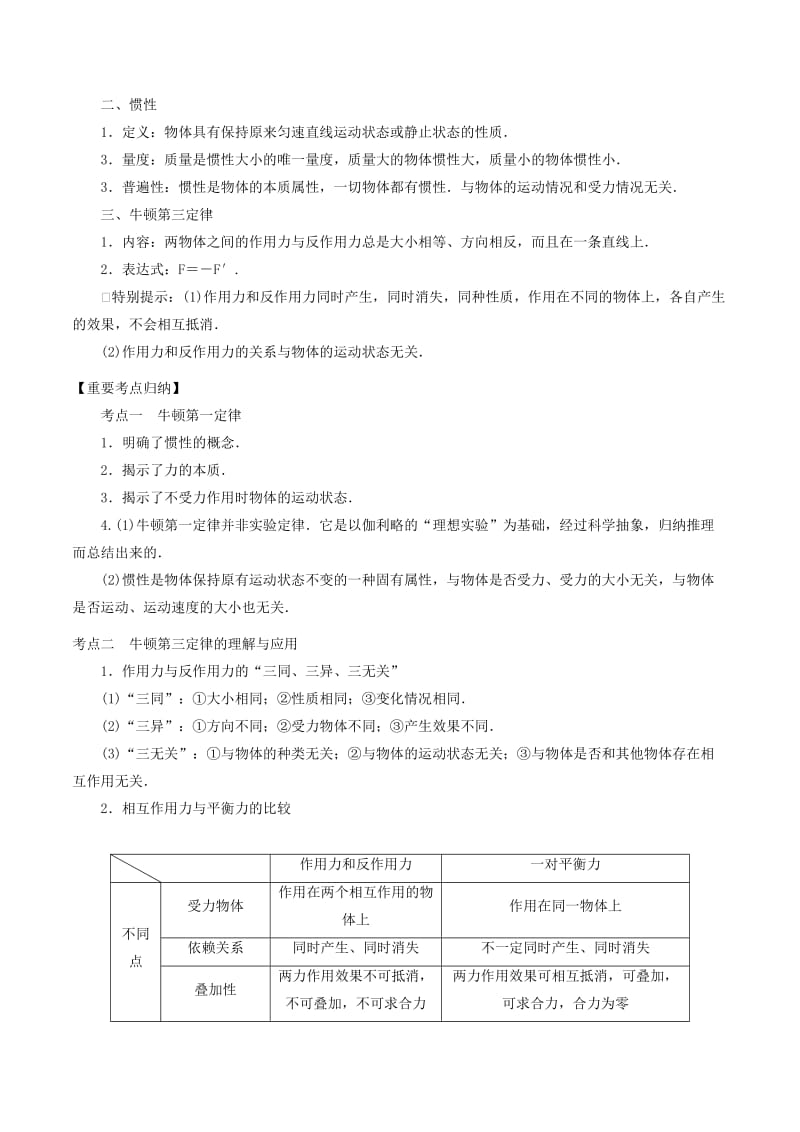 2020年高考物理一轮复习专题03牛顿运动定律考点归纳.docx_第2页