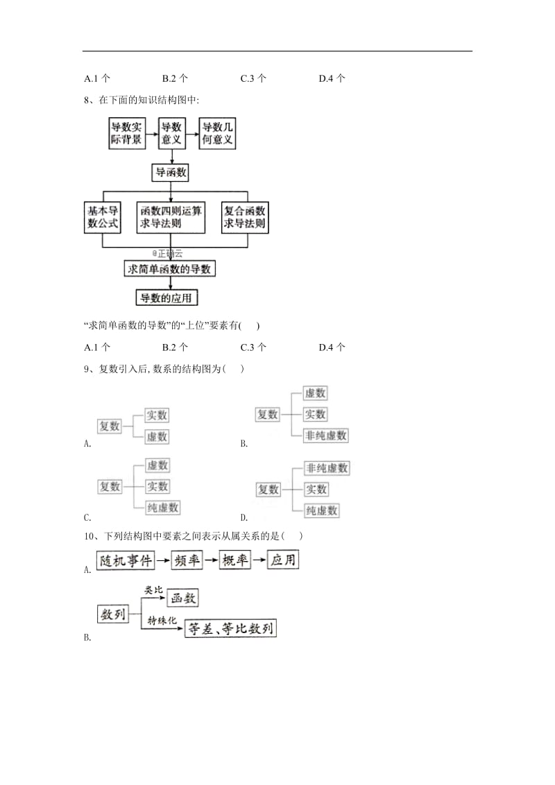 2019-2020学年高中数学人教A版选修1-2单元提分卷：（8）结构图 Word版含答案.doc_第3页