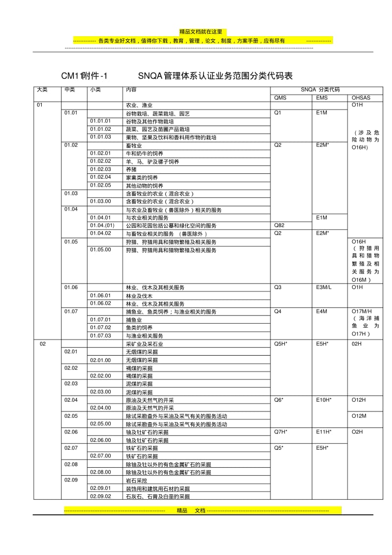 CM11附件-SNQA管理体系认证业务范围分类代码表-1.pdf_第1页