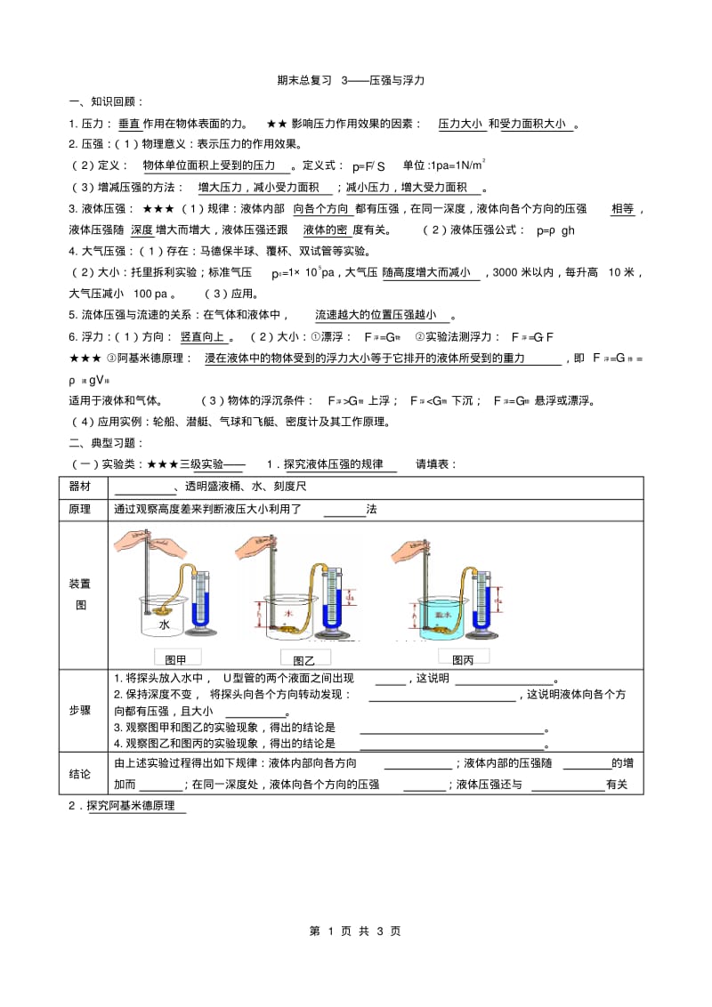 初三物理压强与浮力练习.pdf_第1页