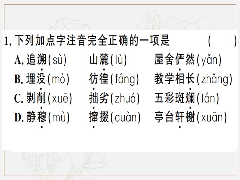 贵州专版2019春八年级语文下册专题复习一字音字形习题课件新人教版.ppt_第2页