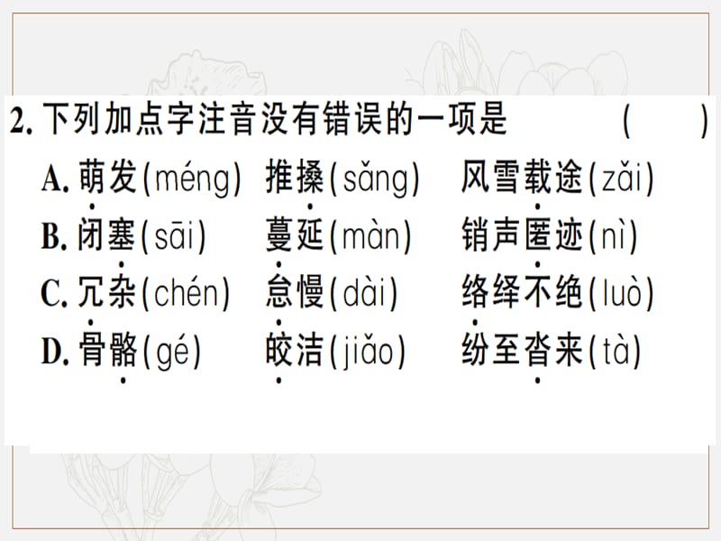 贵州专版2019春八年级语文下册专题复习一字音字形习题课件新人教版.ppt_第3页