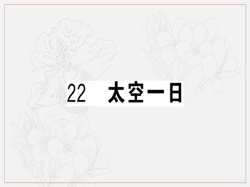 武汉专版2019春七年级语文下册第六单元22太空一日习题课件新人教版.ppt_第1页