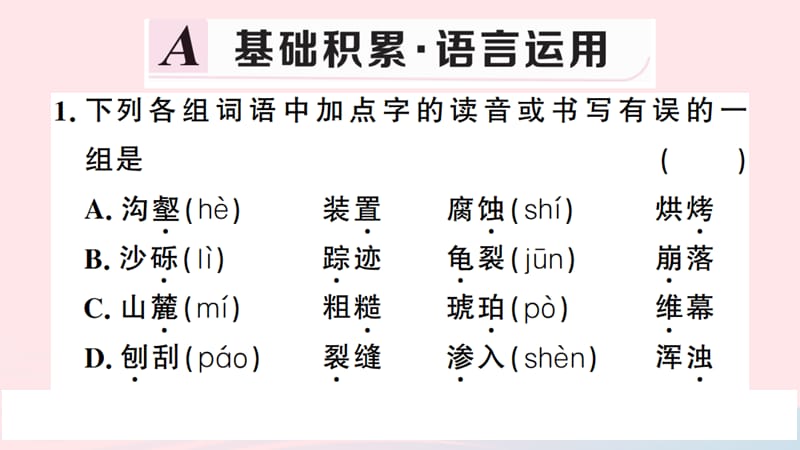 武汉专版2019春八年级语文下册第二单元8时间的脚印习题课件新人教版.ppt_第2页