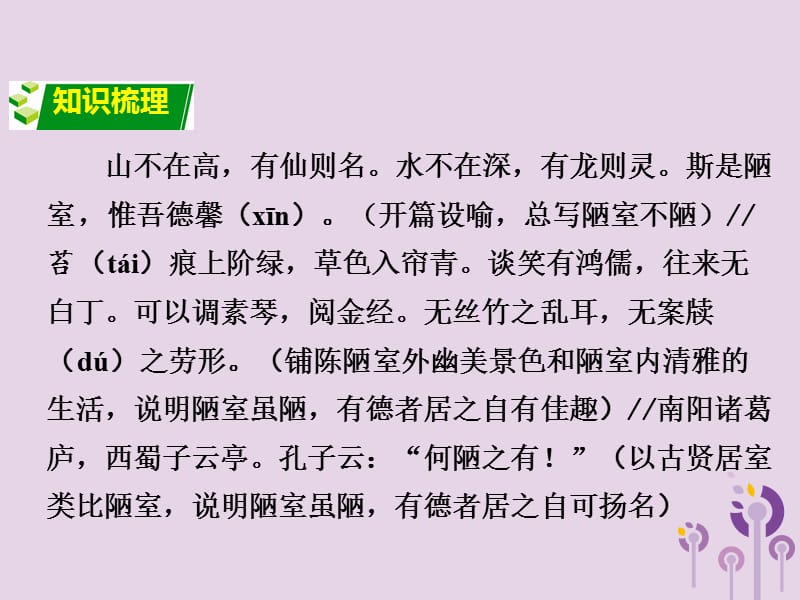 2019中考语文锁分二轮复习文言文阅读陋室铭课件北师大版2.ppt_第2页