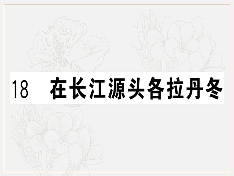 2019春八年级语文下册第五单元18在长江源头各拉丹冬习题课件新人教版2.ppt_第1页