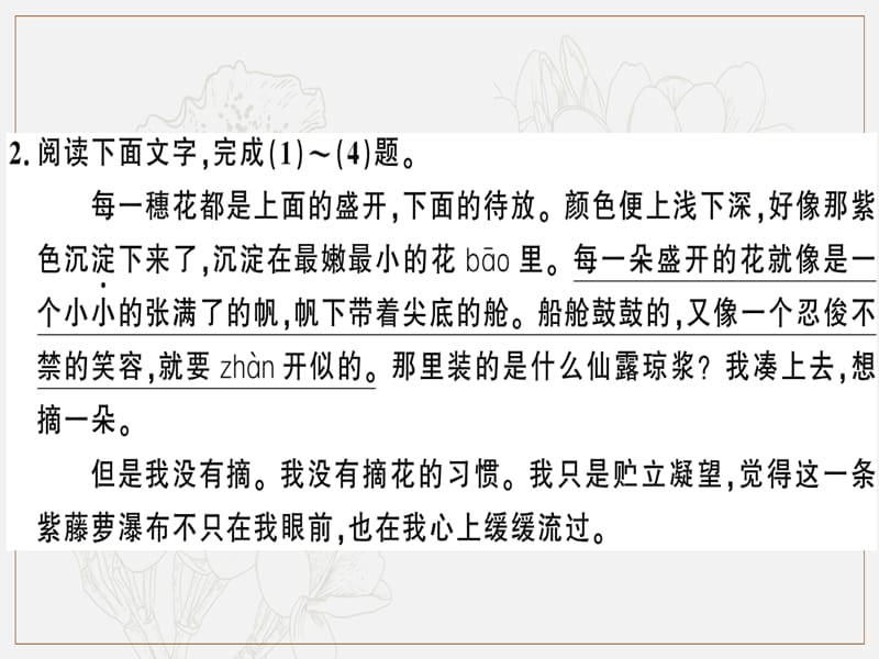 2019春七年级语文下册第五单元17紫藤萝瀑布习题课件新人教版2.ppt_第3页