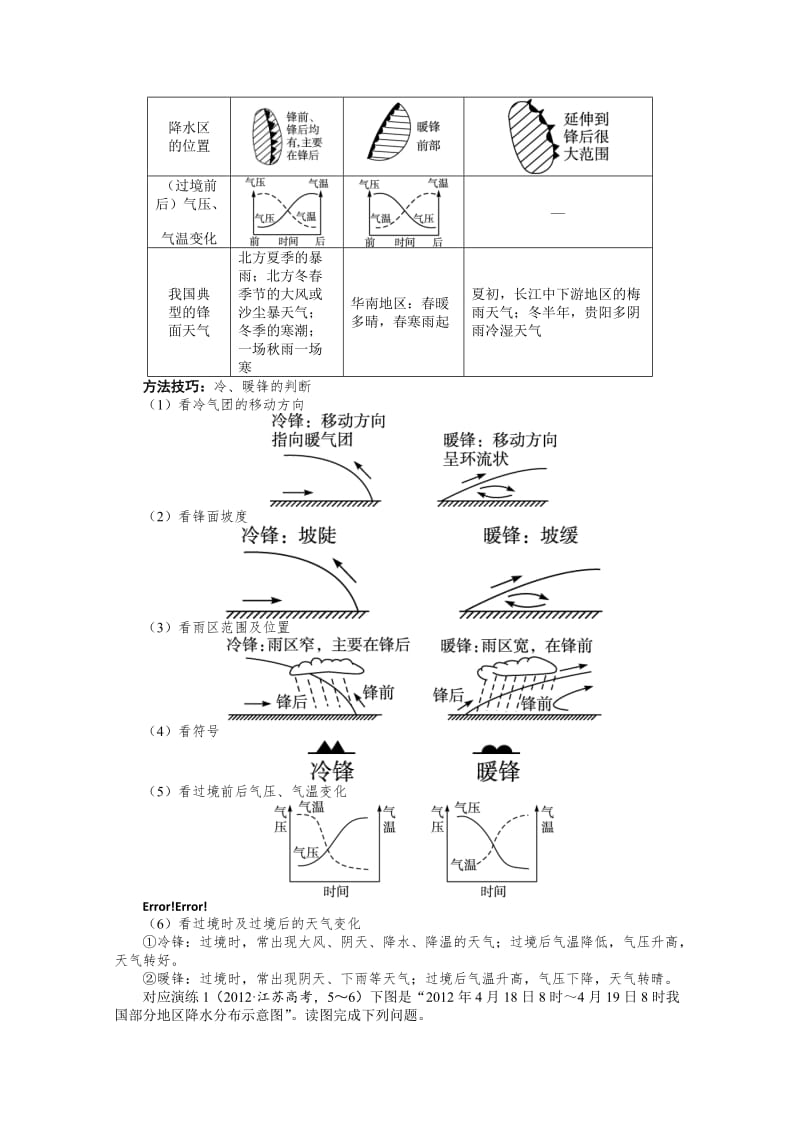 【最新】（人教版）高考地理一轮教学案：第2章（第3讲）常见天气系统（含答案）.doc_第3页