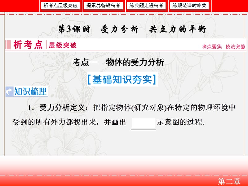 2019届高三人教版物理一轮复习课件：第二章 第3节 受力分析、共点力的平衡 .ppt_第1页