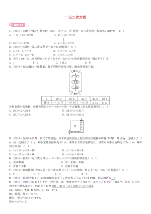 安徽省中考数学总复习 第一轮 考点系统复习 第二单元 方程与不等式 第6讲 一元二次方程试题.doc