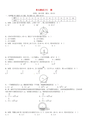 安徽省中考数学总复习 第一轮 考点系统复习 第六单元 圆单元测试（六）圆试题.doc