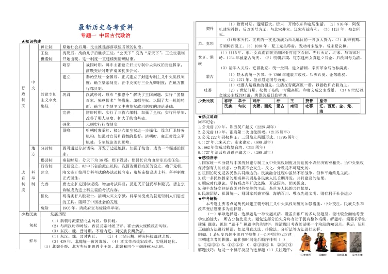 最新山东省临沂市中考历史专题复习材料专题一中国古代政治.doc_第1页