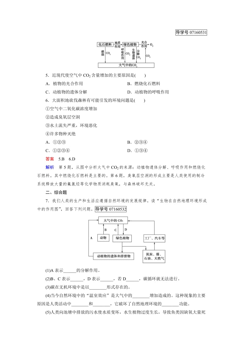 【最新】【成才之路】高中地理必修1（人教版）习题：第5章 自然地理环境的整体性与差异性 第1节.doc_第2页