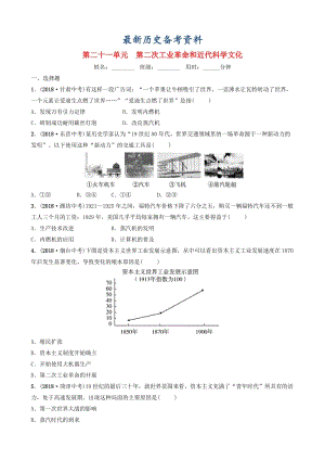 最新山东省济南市中考历史总复习第二十一单元第二次工业革命和近代科学文化同步训练.doc