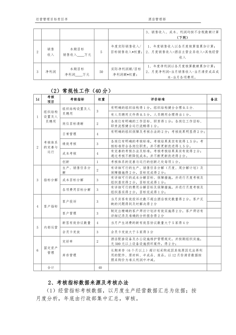 酒店管理部经营管理目标责任书.doc_第2页