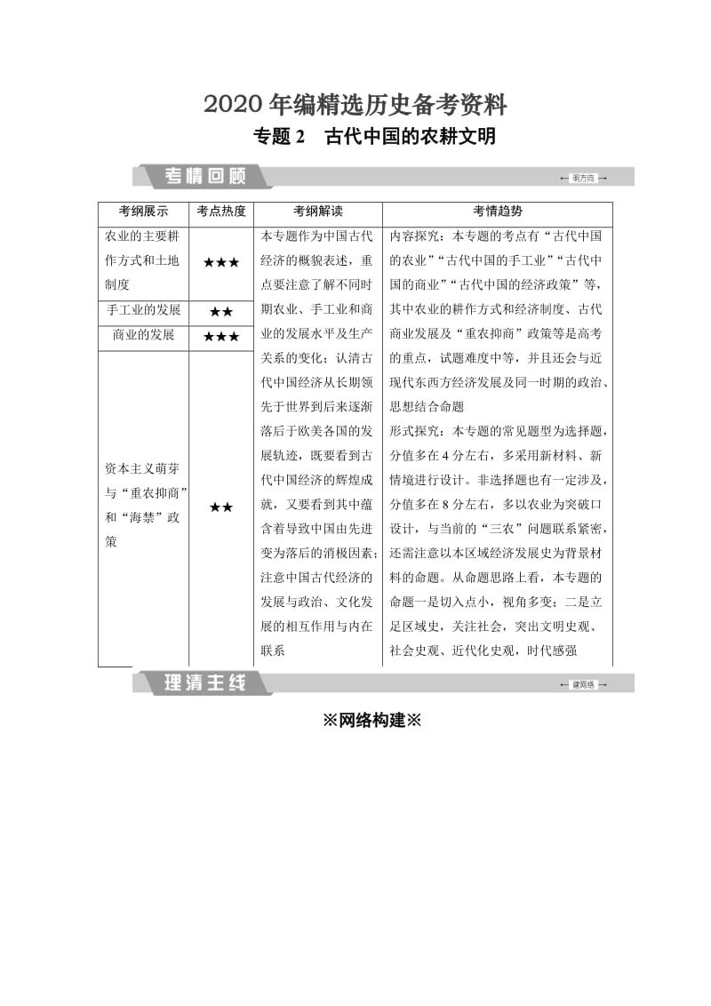 [最新]大高考总复习历史（专题版）：专题2 古代中国的农耕文明 含解析.doc_第1页