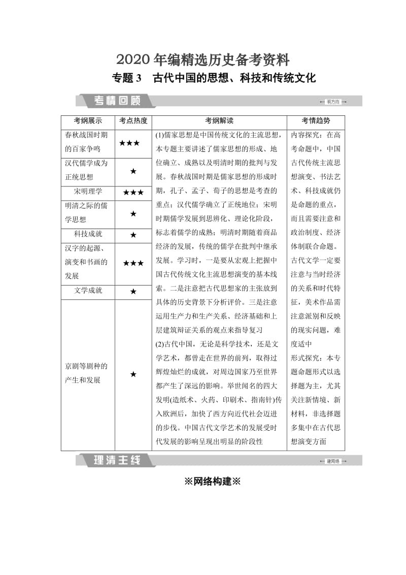 [最新]大高考总复习历史（专题版）：专题3 古代中国的思想、科技和传统文化 含解析.doc_第1页