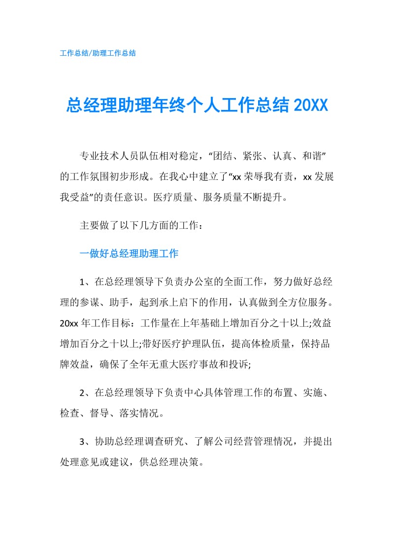 总经理助理年终个人工作总结20XX.doc_第1页