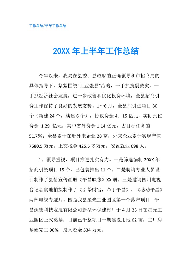 20XX年上半年工作总结2.doc_第1页