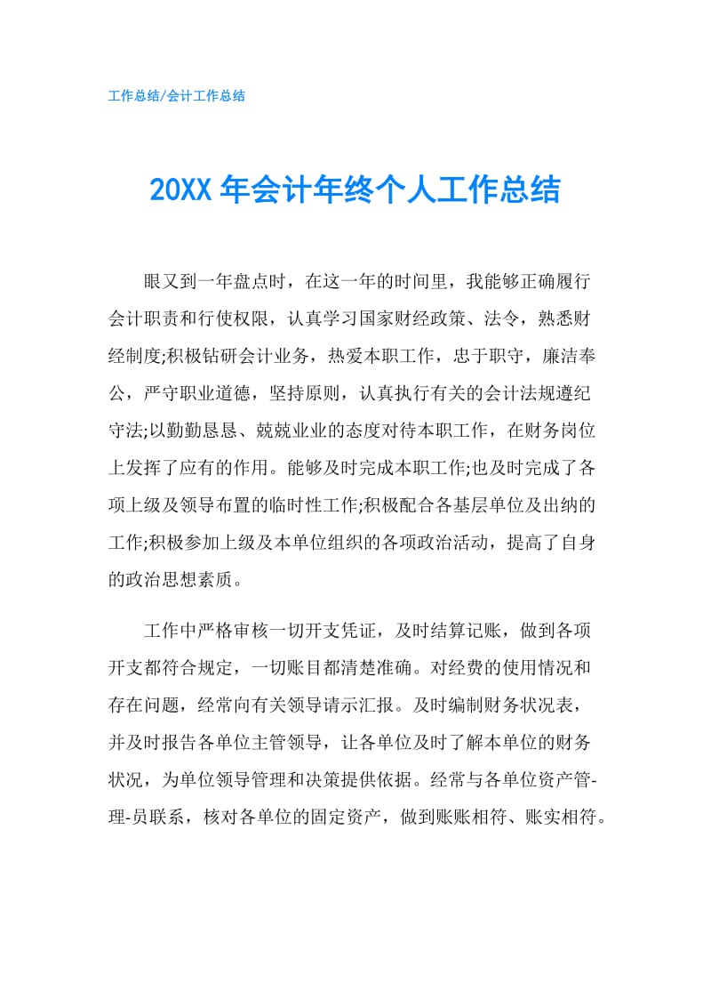 20XX年会计年终个人工作总结.doc_第1页