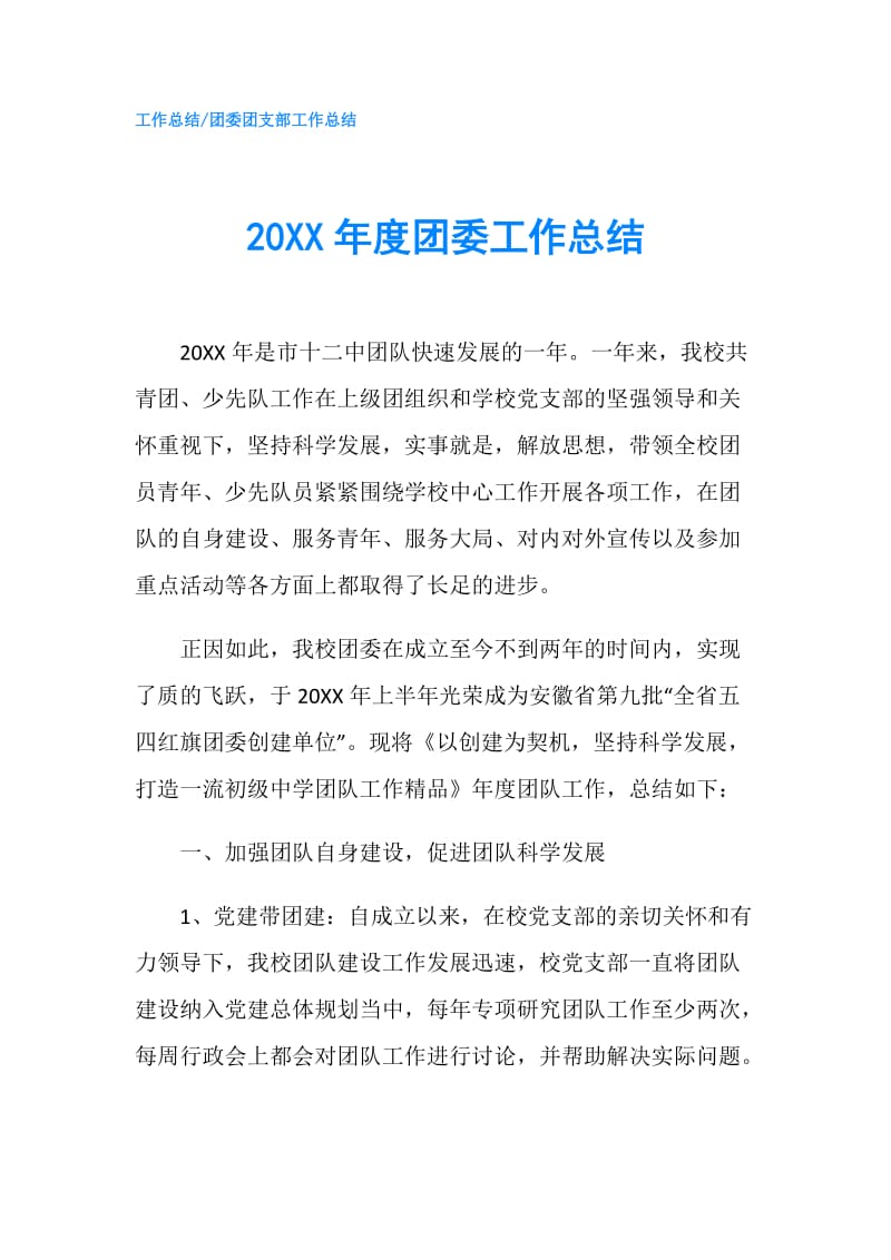 20XX年度团委工作总结.doc_第1页