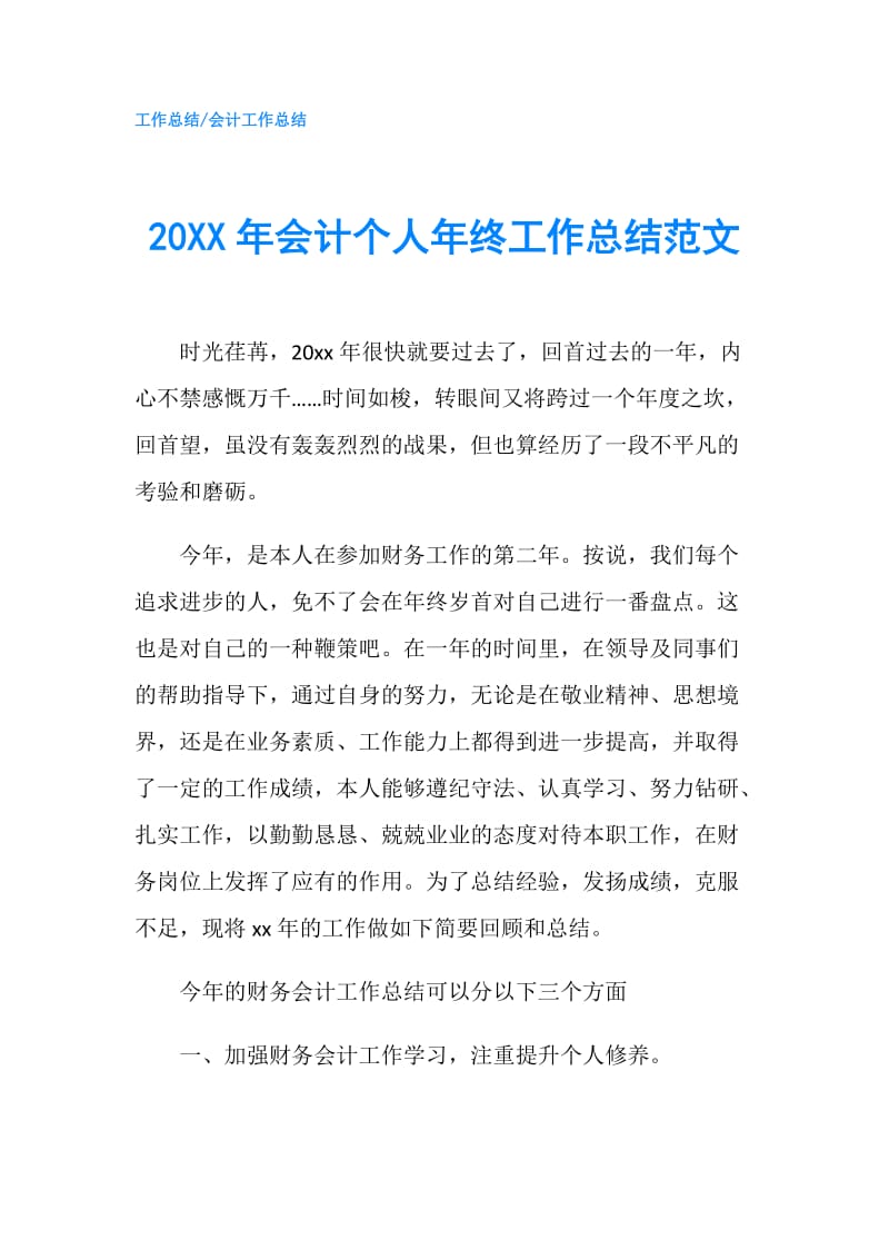 20XX年会计个人年终工作总结范文_1.doc_第1页