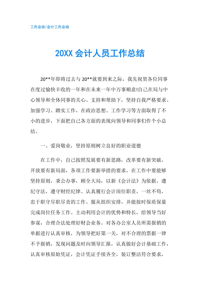 20XX会计人员工作总结.doc_第1页