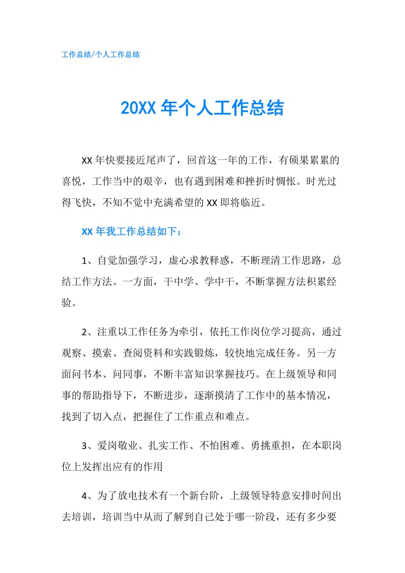 20XX年个人工作总结_1.doc_第1页