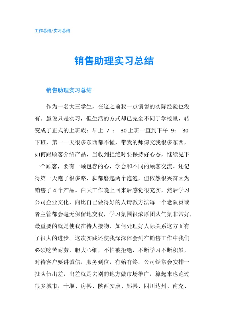 销售助理实习总结.doc_第1页