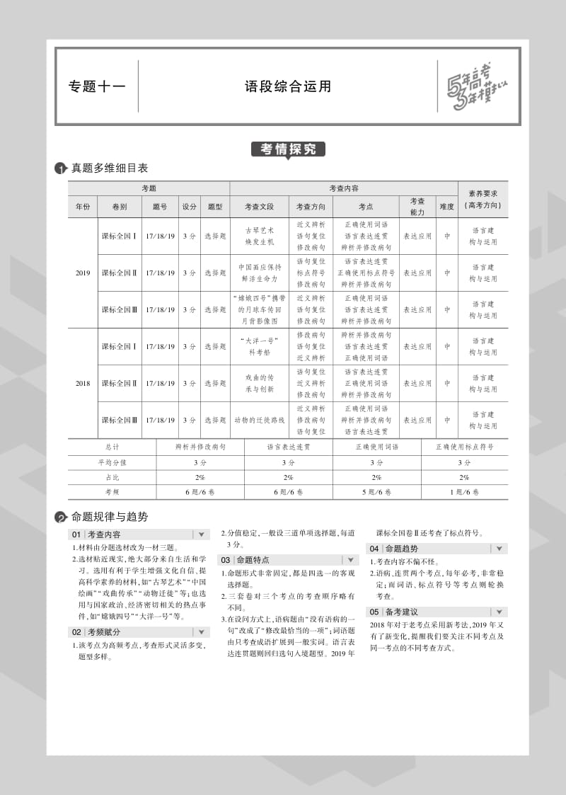 2020版高考语文（课标Ⅰ）一轮教师用书（PDF）：专题十一 语段综合运用 .pdf_第1页