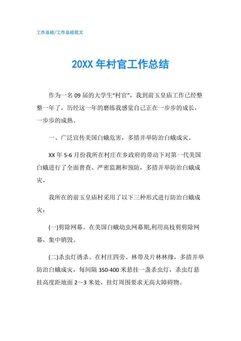 20XX年村官工作总结.doc_第1页