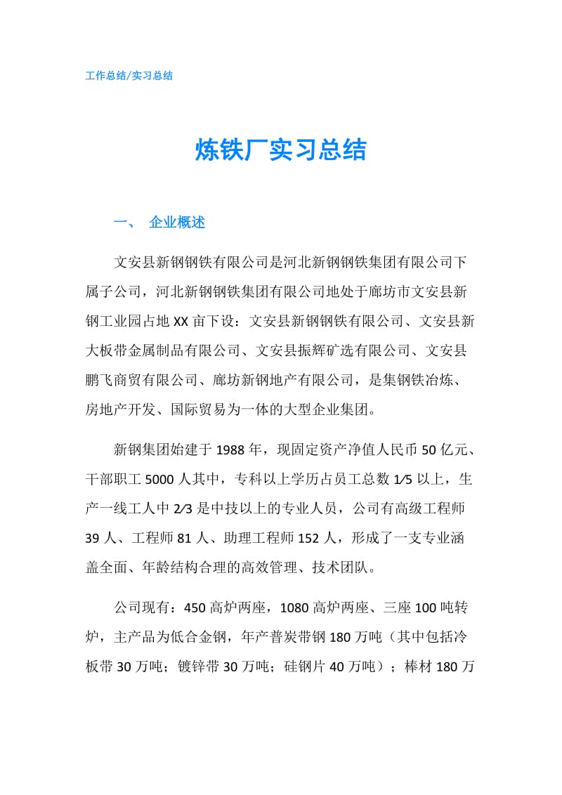 炼铁厂实习总结.doc_第1页