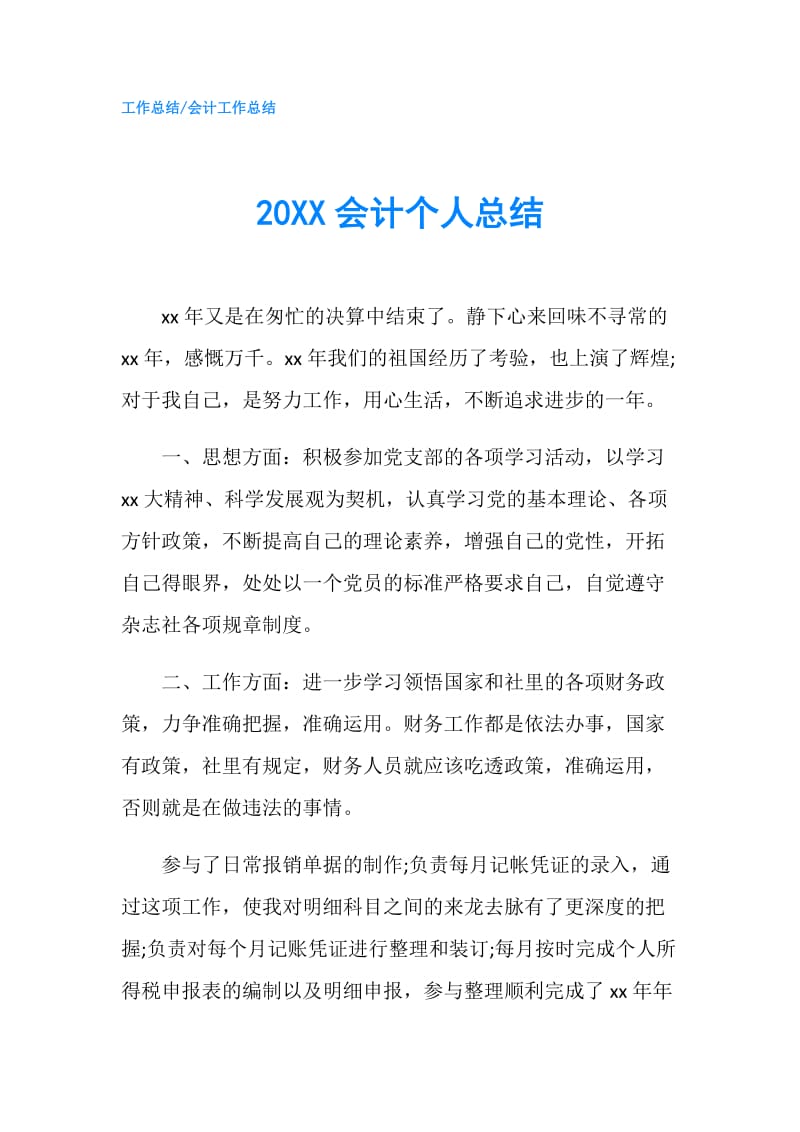 20XX会计个人总结.doc_第1页